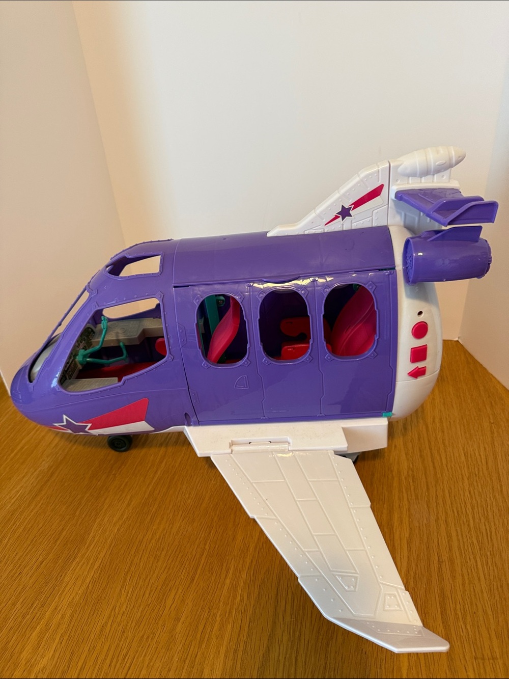 Purple and White Kids Play JetToy Flight Playset for Barbie sized dolls